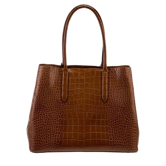 Smythson Brown Croc-Embossed Tote - Picture 4 of 7
